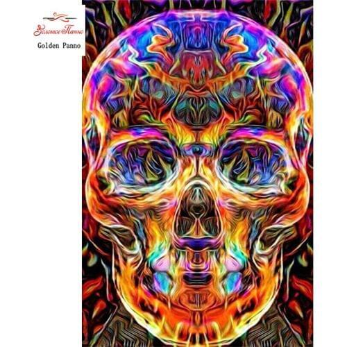 GOLDEN PANNO Diamond Painting Full Square 5D Diy Daimond Embroidery Diamant Mosaic Sale Displasy Broderie Diamant Skull 02