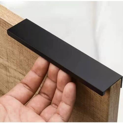 Aluminum Fashion concealed Cabinet Pull Black Cupboard Handles bedroom pull Hardware knobs