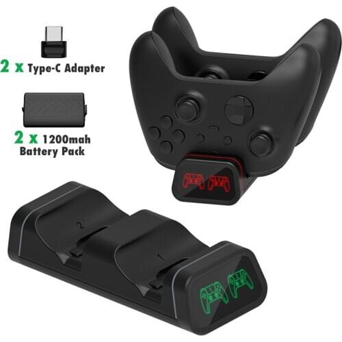 Besegad Wireless Controller Dual Charger Station Stand Base Dock with Battery Pack Suitable for Xbox Series X/S Controllers