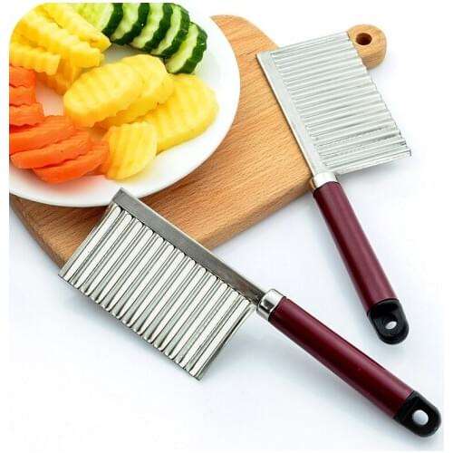 Potato Wavy Edged Knife Stainless Steel Potato Chip Slicer Vegetable Fruit Wavy Slicer Knife Cutting Tools Knives Accessories