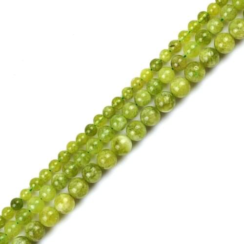 Natural Olivaceous Angel Jades Beads Round Loose Stone Beads For Jewelry Making DIY Bracelet Pick Size 4/6/8mm 15