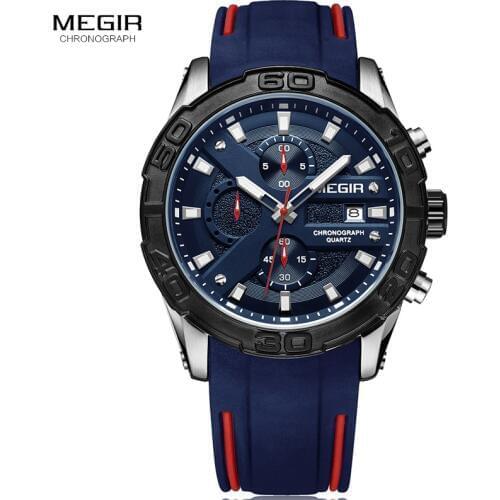 MEGIR Fashion Sport Men Watch Relogio Masculino Brand Silicone Army Military Watches Clock Men Quartz Wrist Watch Hour Time Saat