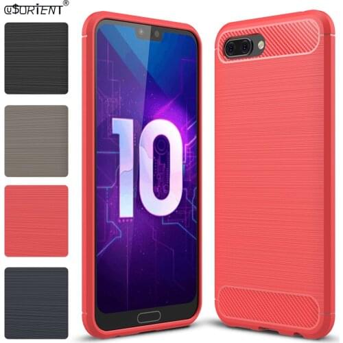 Back Funda For Huawei Honor 10 Honor10 Carbon Fiber Brushed Shockproof Case COL-L29A COL-L29 COL-L29D Soft Silicone Bumper Cover