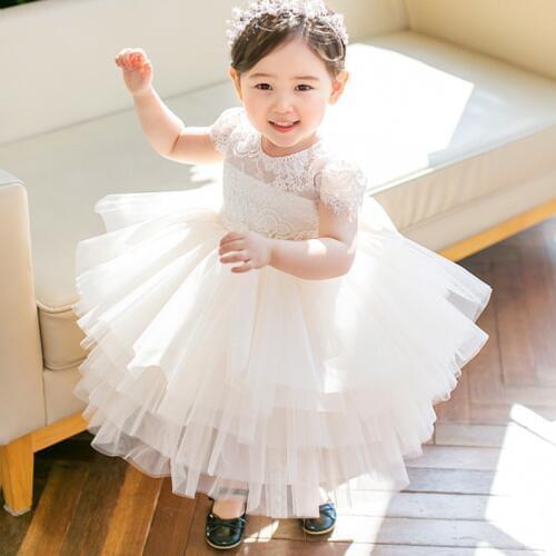 Childrens Age White Princess Dress Flower Girl Wedding Dress Female Gown Performance Clothing Vestidos Verano