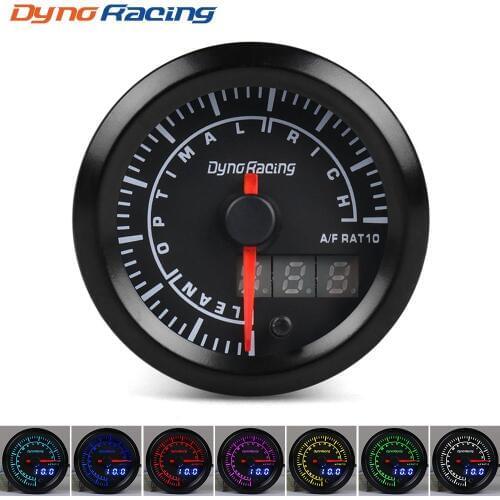 Dynoracing 52mm Dual Display Air fuel ratio gauge 7 colors Led Air fuel ratio meter Car meter with stepper motor Air/Fuel gauge