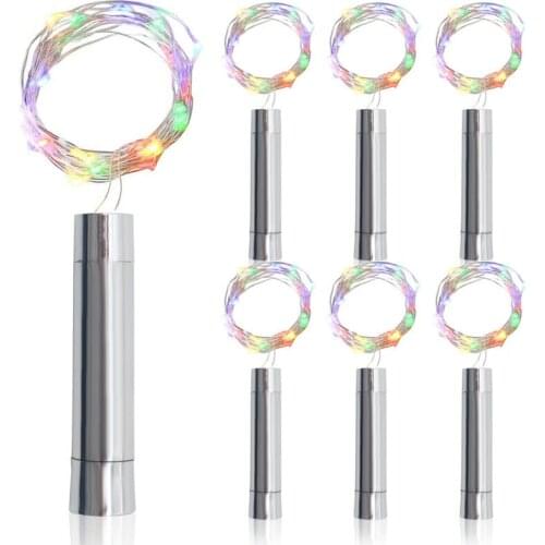 20LEDs String Lights Silver LED Wine Bottle Lights Battery Powered Cork Shape Glass Bottle Stopper Lamp Christmas Garlands Decor