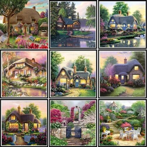 5D DIY new diamond paintings full of diamonds landscapes cottages diamond paintings rhinestone embroidery cross stitch home deco