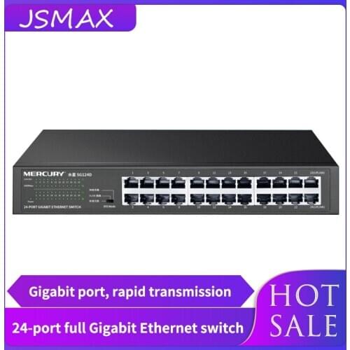 JSMAX JSSG124D 24-Port Fu'll Gigabit Ethernet Switch Support MDI/MDIX Port Auto-Flip 10/100/1000M Rate Ddaptation
