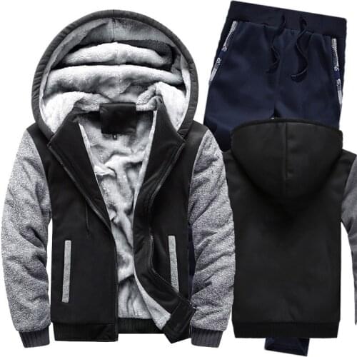 Winter Hoodies Men Camouflage Raglan Mens Hoodies Suit Thicken Warm Fleece cotton Zipper Tracksuit Mens Jacket+Pants 2Pcs Sets