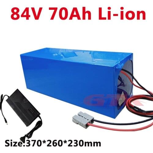 GTK powerful 84V 70Ah lion lithium battery pack with 23S BMS for 8400w motorcycle ebike +10A Charger