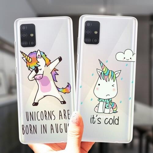 For Samsung A52 A72 A51 A71 A50 A70 A12 A02 A42 A32 A31 A21S A41 A11 A30 A20 Case Cute Cold Unicorn Horse Soft Silicone Cover