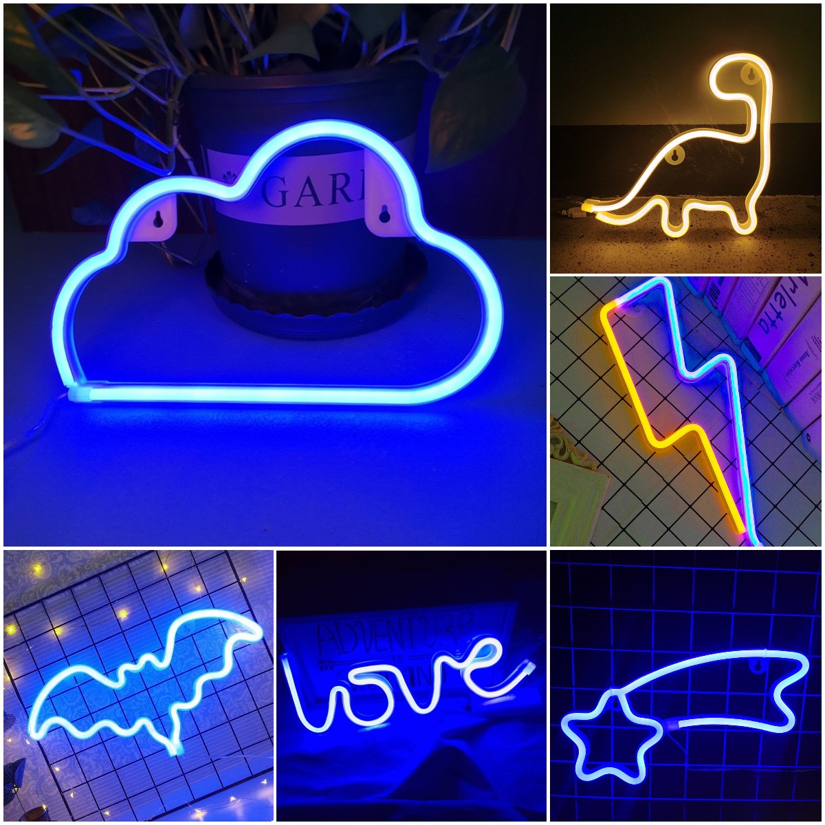 Bedroom Wall Lamp On/Off Lamp LED Dinosaur Neon Sign Lights Colorful Night Lamps Holiday Festival Decoration