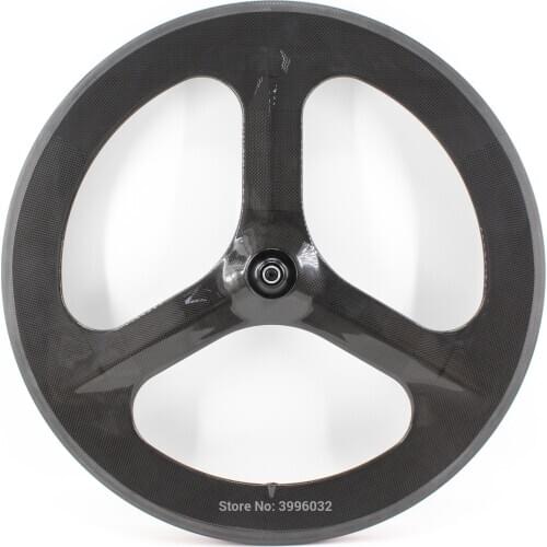 New 700C Road Track Fixed Gear bike 3K UD 12K full carbon fibre bicycle clincher rim carbon Tri-spoke wheelset 3 spoke Free ship