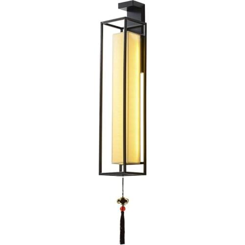 New Chinese iron lantern wall lamps bedroom bedside living room modern hotel corridor aisle Zen fabric sconces lights lighting
