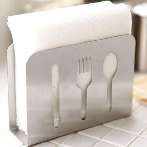 Stainless Steel Napkin Rack Box Tissue Holder Cutlery Floral Hollow-Out Design