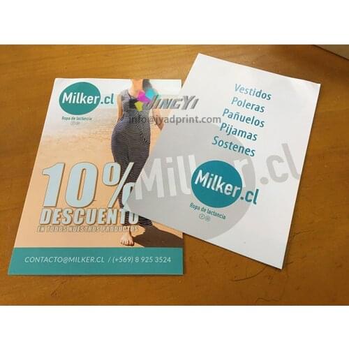 Custom Printing Advertising Promotion A6 (100X140mm) 157gsm glossy art paper material brochure, leaflets, flyers (MOQ: 500pcs)