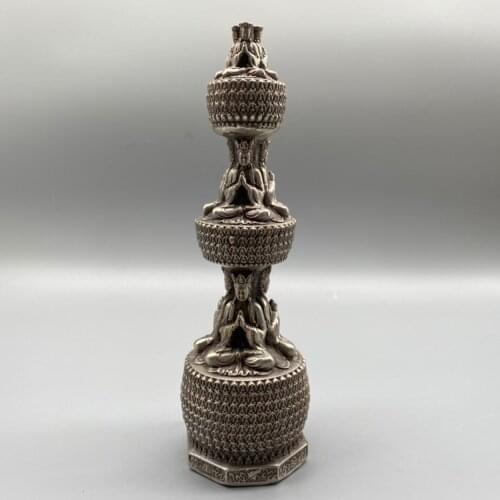 Collect China Fine Workmanship Cupronickel Sculpture Ten Thousand Buddhist Pagoda Metal Crafts Home Decoration