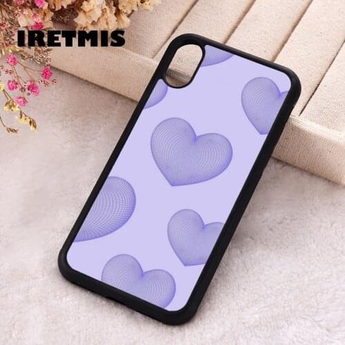 Iretmis 5 5S SE 2020 Phone Cover Case for iPhone 6 6S 7 8 Plus X Xs XR 11 12 Mini Pro Max Silicone Holographic Purple Heart