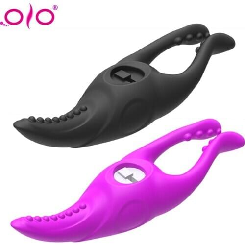 OLO Female Vagina G Spot Stimulator Vibrator Silicone Nipple Massage Wishful Clip Breast Shock Stimulating Masturbation Sex Toy