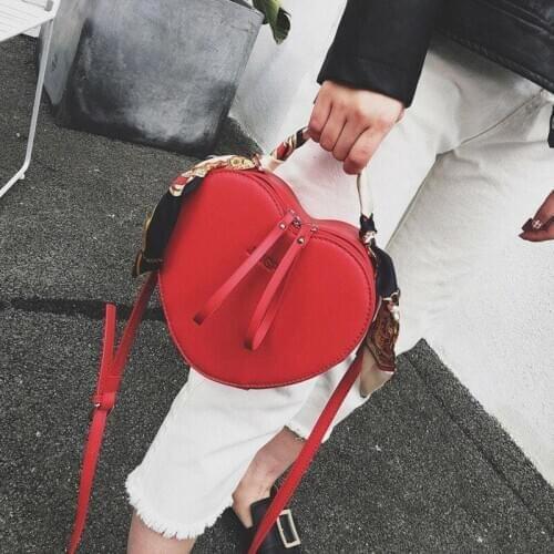 Crossbody Messenger Bag Women Shoulder Bag Heart Shape Handbag+Scarf Tote Purse Unique Delicate Personality High-Capacity