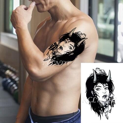 Waterproof Temporary Tattoo Sticker Sexy Girl Antler Chinese Word "zui" Geometric Patterns Fake Tatto Flash Tatoo for Men Women