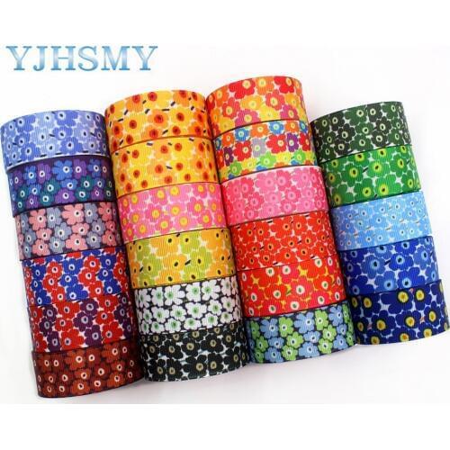 YJHSMY I-19321-662,22mm 10yards flower Thermal transfer Printed grosgrain Ribbons,bow cap DIY handmade accessories decorations
