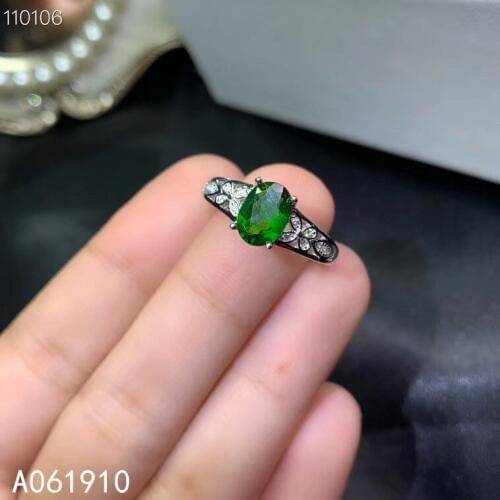 KJJEAXCMY boutique jewelry 925 sterling silver inlaid Natural Diopside gemstone female ring support detection fashion
