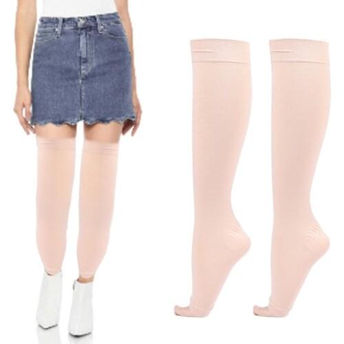 1Pair Medical Compression Socks 30-40mmHg Middle Tube Thin Calf Sleeve Peep-to Socks Pressure Varicose Veins Stockings For Woman