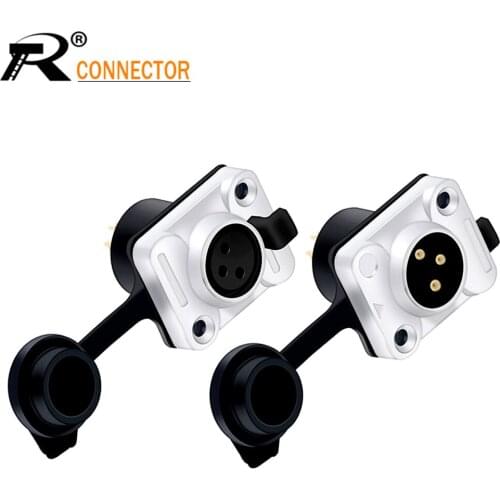 1pc 3Pins Square Shape XLR Connector Adapter XLR Male Plug Female Socket Panel Mount Chassis