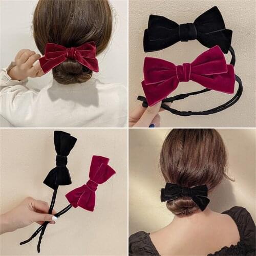 1pcs Velvet Bow Magic Hair Buns Donut Hair Maker Clip Hair Curler Fashion Women Girls Diy Hairstyle Headbands Tools Accessories