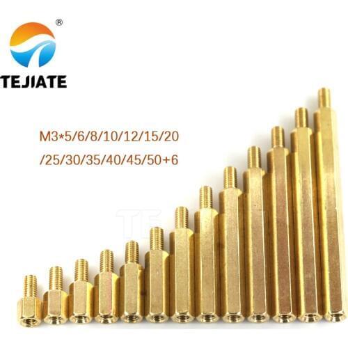 10Pcs M3*(5-50)+6mm Hex head Brass Spacing Screws Threaded Pillar PCB Computer PC Motherboard StandOff Spacer