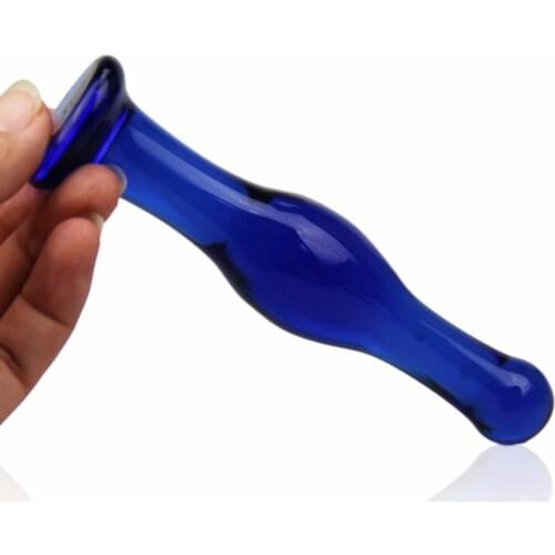 14cm Blue Glass Anal plug night anus Dildo adult toys Crystal Adult Penis Vagina Butt plugs Gay Sex Toys for Men Women lesbian