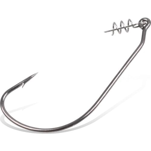 150pcs Fishing Worm Hook With Spring Twist Lock Barbed Carp Fishing Crank Hooks For Soft Lure Bait Offset Jig Fishhook