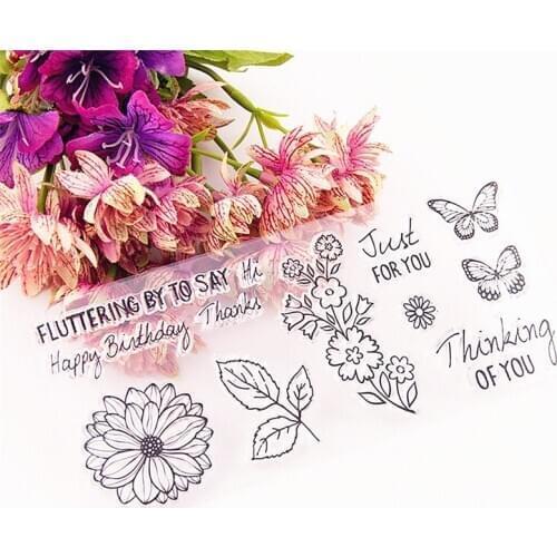 18.5x8cm Simple flower Transparent Silicone Rubber Clear Stamps cartoon Scrapbooking/DIY Easter Childrens toys album