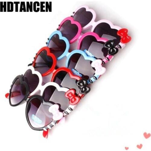 2018 Fashion Summer Cartoon Cute Heart Bow Cat Sunglasses Glasses Eyeglasses Eyeware For Kids Girls Boys Child