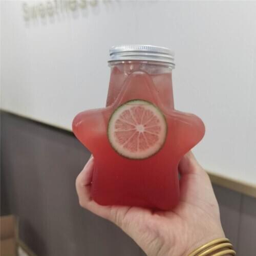 25pcs Net red PET plastic seal milk tea bottle 400ml juice ice coffee clear cup festival party favors plastic cups with lids