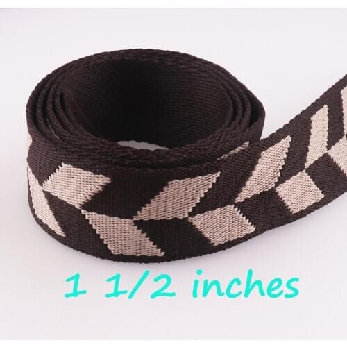 3 Yards Brown Cotton Webbing Ribbon Bag Handle Purse Straps Pet Collars Leash Jacquard Ribbon 38mm By the Yard