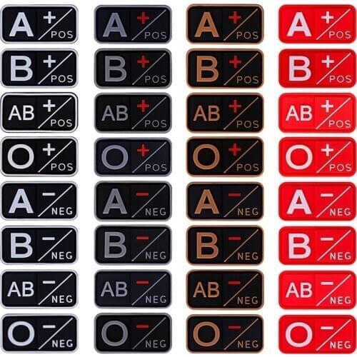Blood Type 3D PVC Patch Velcro A+ B+ AB+ O+ Positive A- B- AB- O- Negative NEG Tactical Stickers Decals Rubber Military Badge