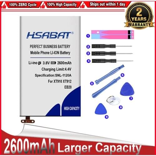 HSABAT High Capacity 2600mAh Battery for Motorola Droid RAZR SNN5899A SNN5899 XT889 SNN5899B XT910 XT912 T5 Atrix HD MB886 EB20