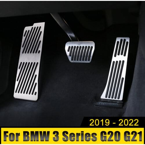 Aluminum Accelerator Gas Pedal Brake Pedasl Non-Drilling Cover Footrest Pads Case For BMW 3 Series G20 G21 2019 2020 Accessories