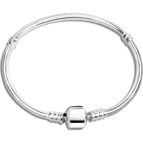 100% 925 Sterling Silver Bracelet Fit DIY Charm Bead Snake Chain For Women Pulsera Jewelry Gift Have S925 No Brand Logo Berloque