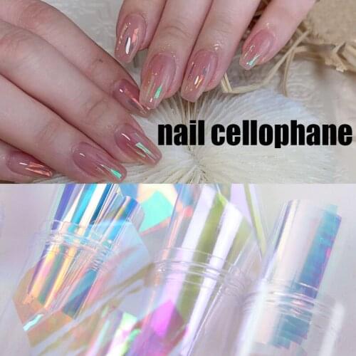 Nail Art Aurora Cellophane Stickers Nail Art Decals Colorful Transfer Paper Laser Jewelry Candy Sticker Manicure Decoration