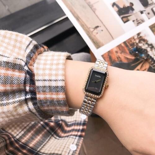 Fashion Womens Watches Diamond Mineral Glass Stainless Steel Strap Butterfly Clasp Quartz Watch Dial Diameter 18mm relogios