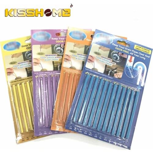 12Pcs/set Sani Cleaning Sticks Sewage Decontamination Deodorant for Kitchen Toilet Bathtub Drain Cleaner Sewer Cleaning Rod