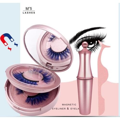 Colored 2 Pairs Magnetic False Eyelashes Waterproof Eyeliner Tweezer Set Thick Colorful Magnetic Fake Eyelashes Wholesale Lashes