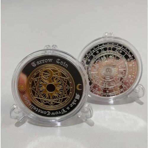 Two Color European and American Tarot Card Divination Coin Collection Gift Constellation Commemorative Coin Feng Shui Fortune