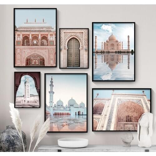 Islamic Architecture Wall Art Painting Mosque Temple Canvas Muslim Poster Landscape Print Allah Religion Picture Home Decor