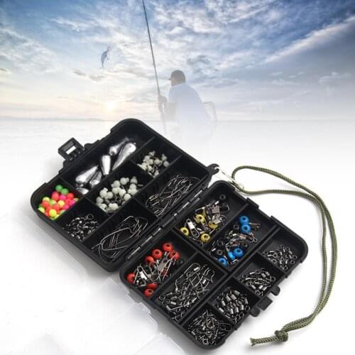 Easy to Carry 176Pcs/Set Fine Fishing Accessories Lures Hooks ABS Fishing Tools Box Wear-resistant for Fishing