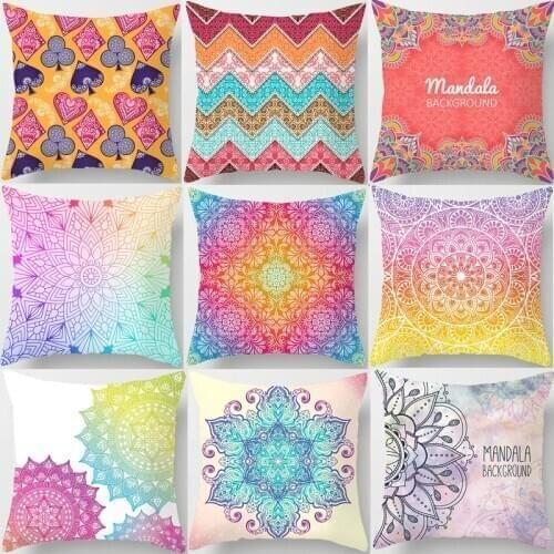 Colorful Mandala Pillowcase Decorative Pillows Polyester Cushion Cover Home Sofa Decorative Pillow Cover
