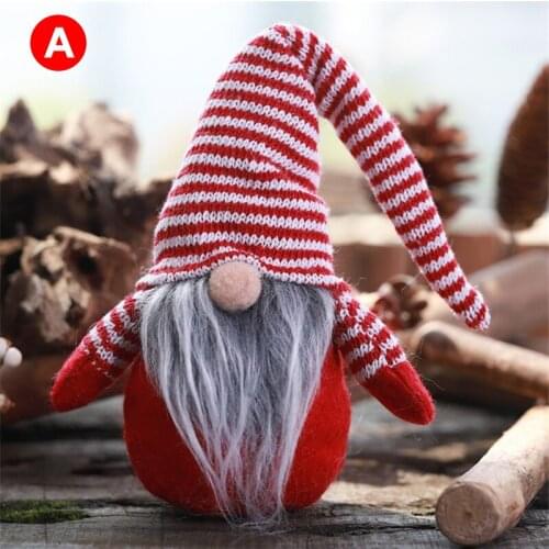 Cute Ornament Faceless Doll with Long Beard Striped Hat Christmas Gnome Ornament Toys for Party Decorations NSV775
